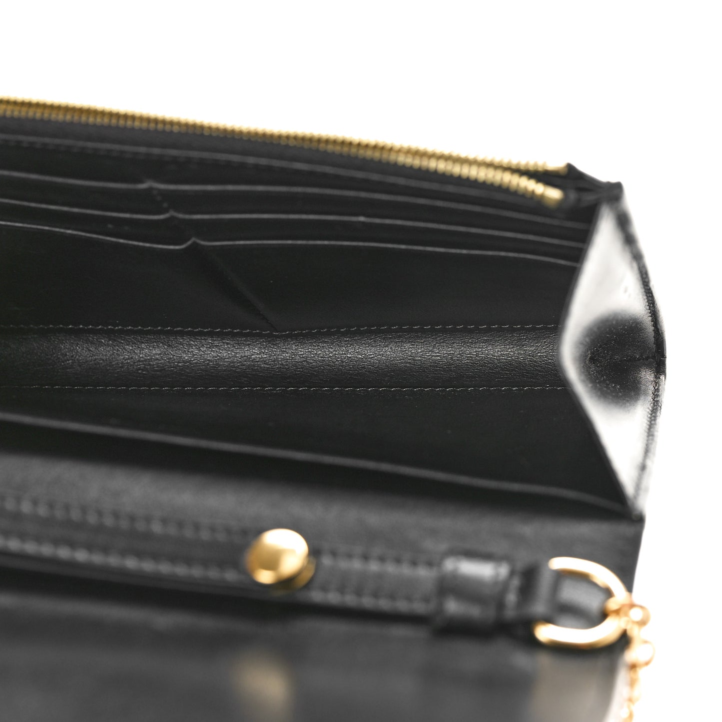 Shiny Smooth Calfskin C Wallet On Chain Bag Black