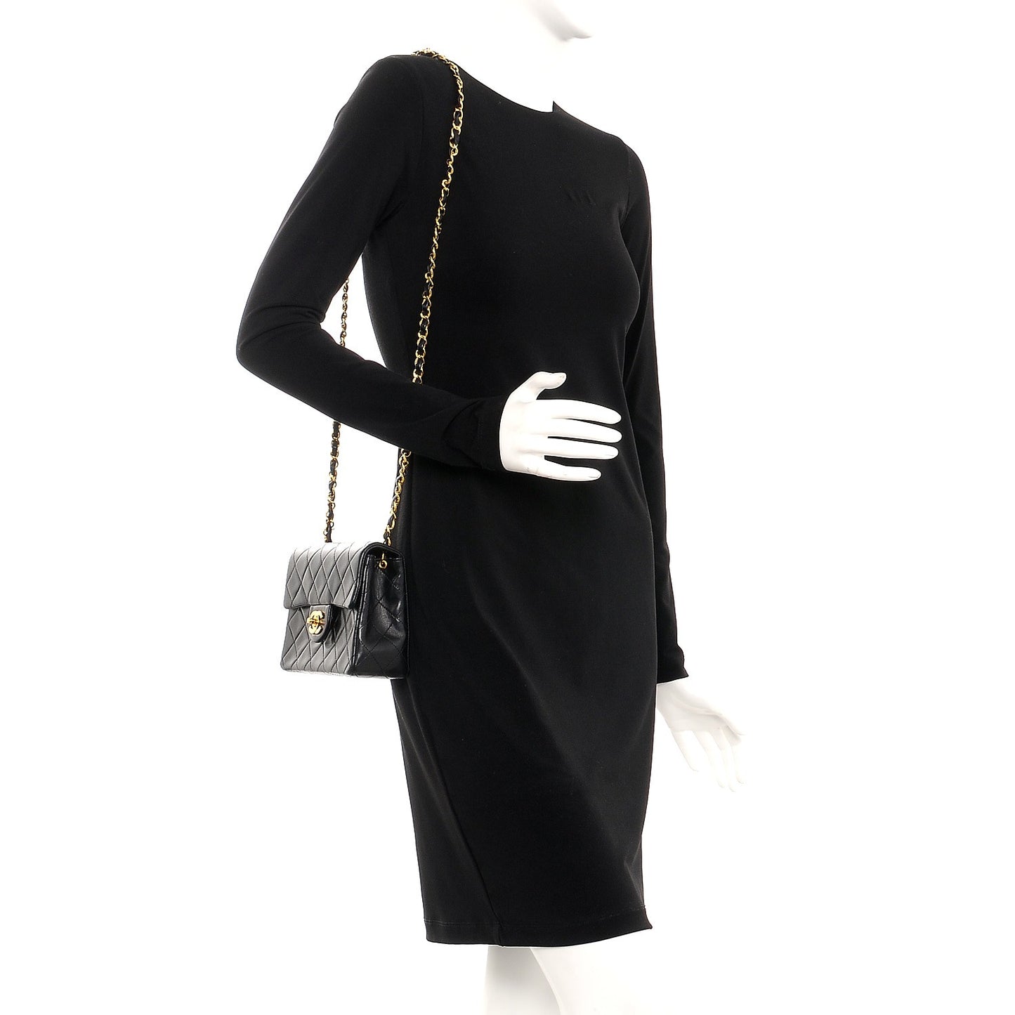 Lambskin Quilted Mini Square Flap Black