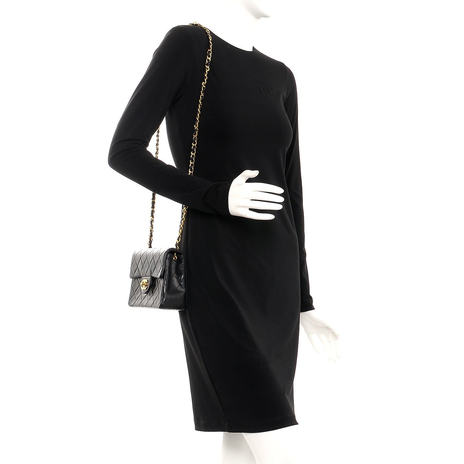 Chanel Lambskin Quilted Mini Square Flap Black 2 of 8