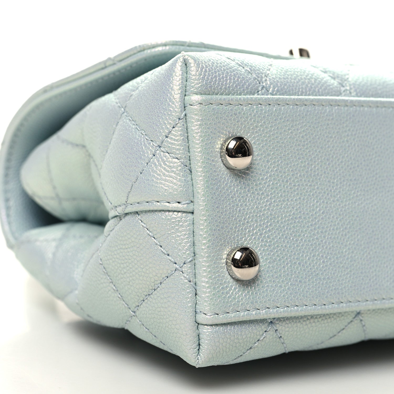 Chanel Iridescent Caviar Quilted Extra Mini Coco Handle Flap Light Blue 9 of 11