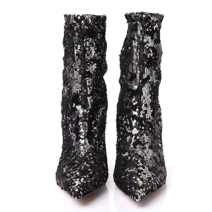 Valentino Garavani Sequin Ankle Boots 38.5 Silver 3 of 7