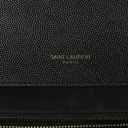 Saint Laurent Grain De Poudre Textured Mixed Matelasse Large Triquilt Monogram Satchel Black 6 of 9