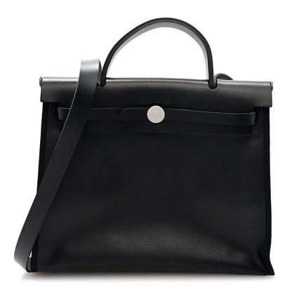 Hermes Toile H Berline Vache Hunter Herbag Zip PM 31 Black Ecru 1 of 12