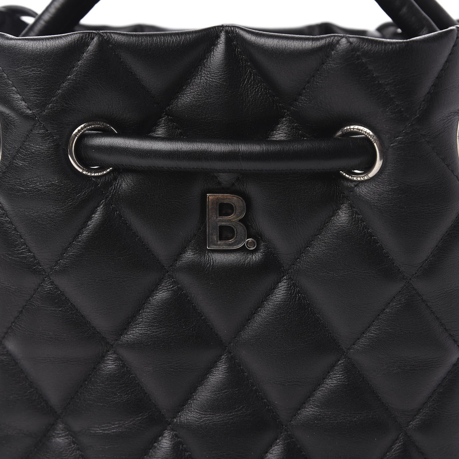 Balenciaga Nappa Calfskin Quilted Touch B Bucket Bag Black 9 of 9