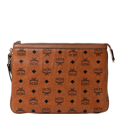 MCM Visetos Liz Shopper Tote Pouch Cognac 1 of 4