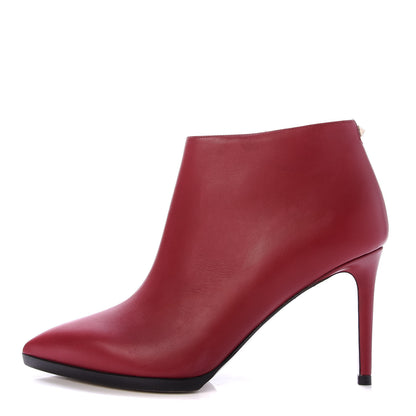 Valentino Garavani Calfskin Rockstud 10/85mm Ankle Booties 37 Scarlet 1 of 9
