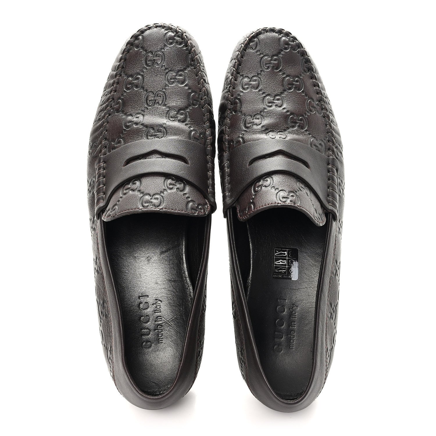 Gucci Guccissima Mens Driver Loafers 8 Chocolate 1874202