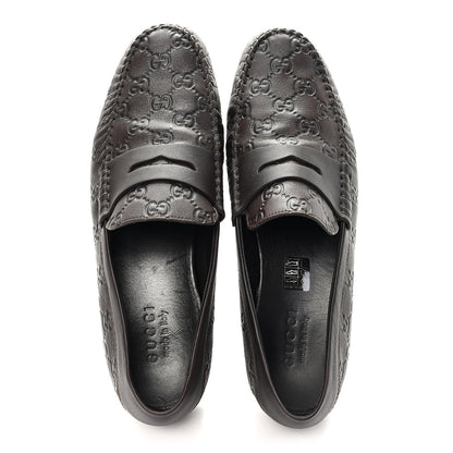 Gucci Guccissima Mens Driver Loafers 8 Chocolate 2 of 9