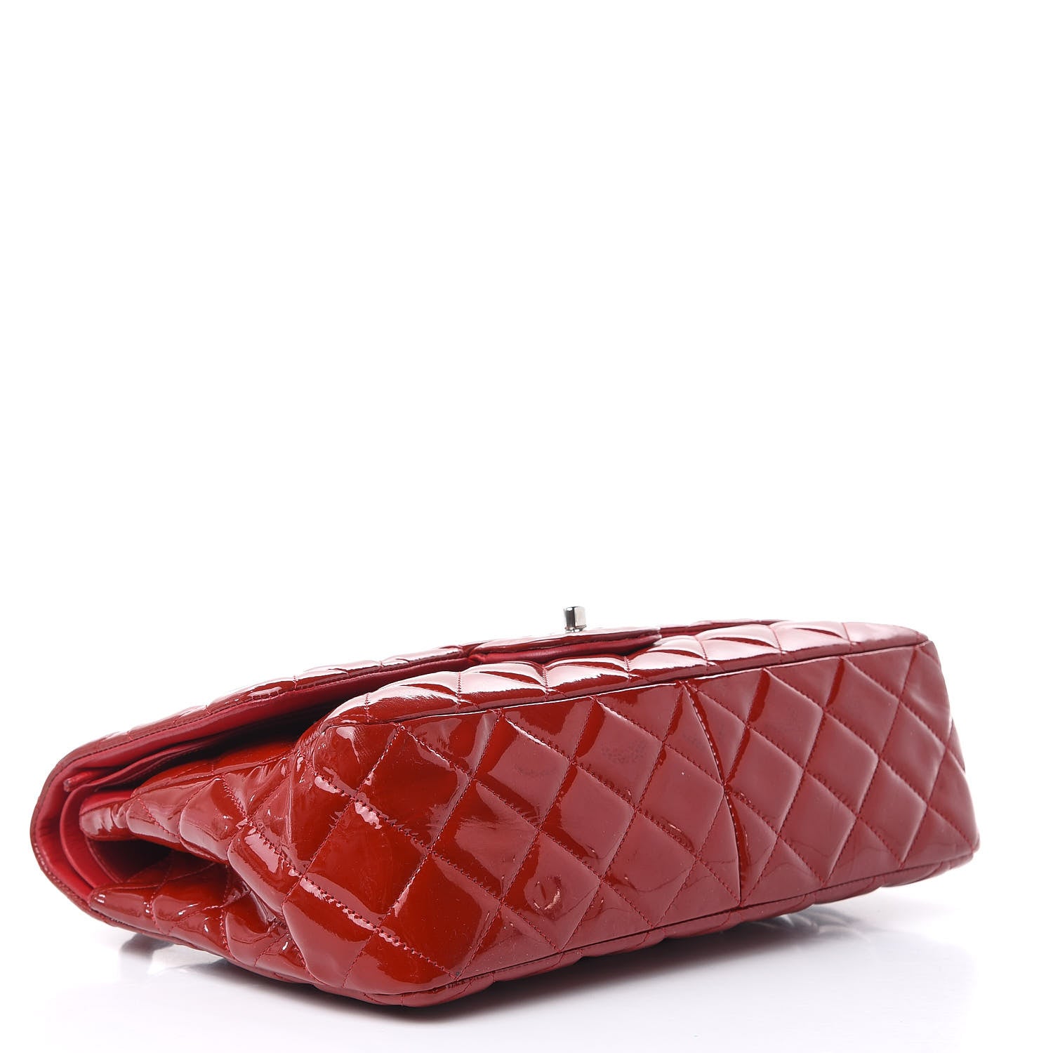 Chanel Patent Quilted Jumbo Double Flap Dark Red 4 of 19