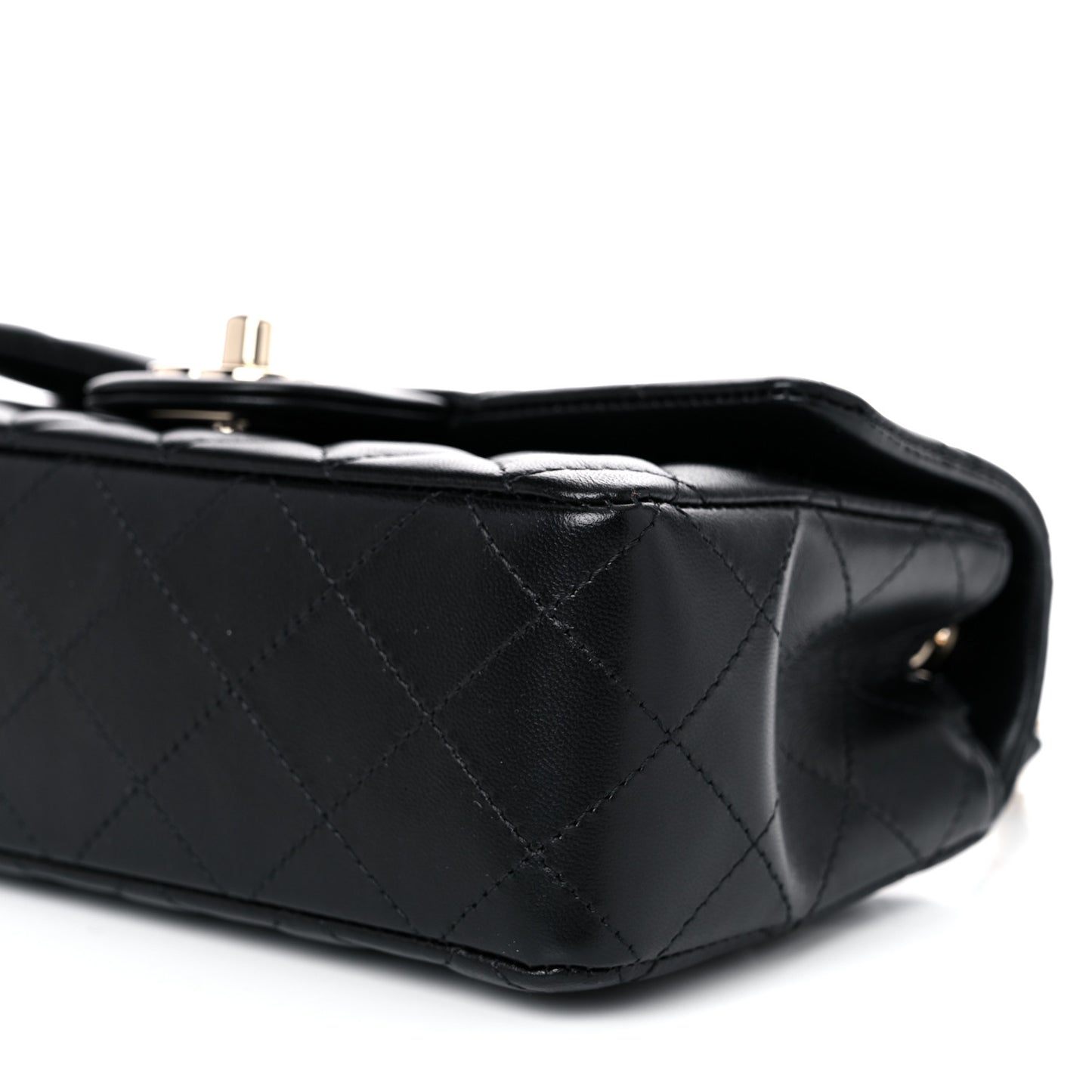 Lambskin Quilted Mini Rectangular Flap Black