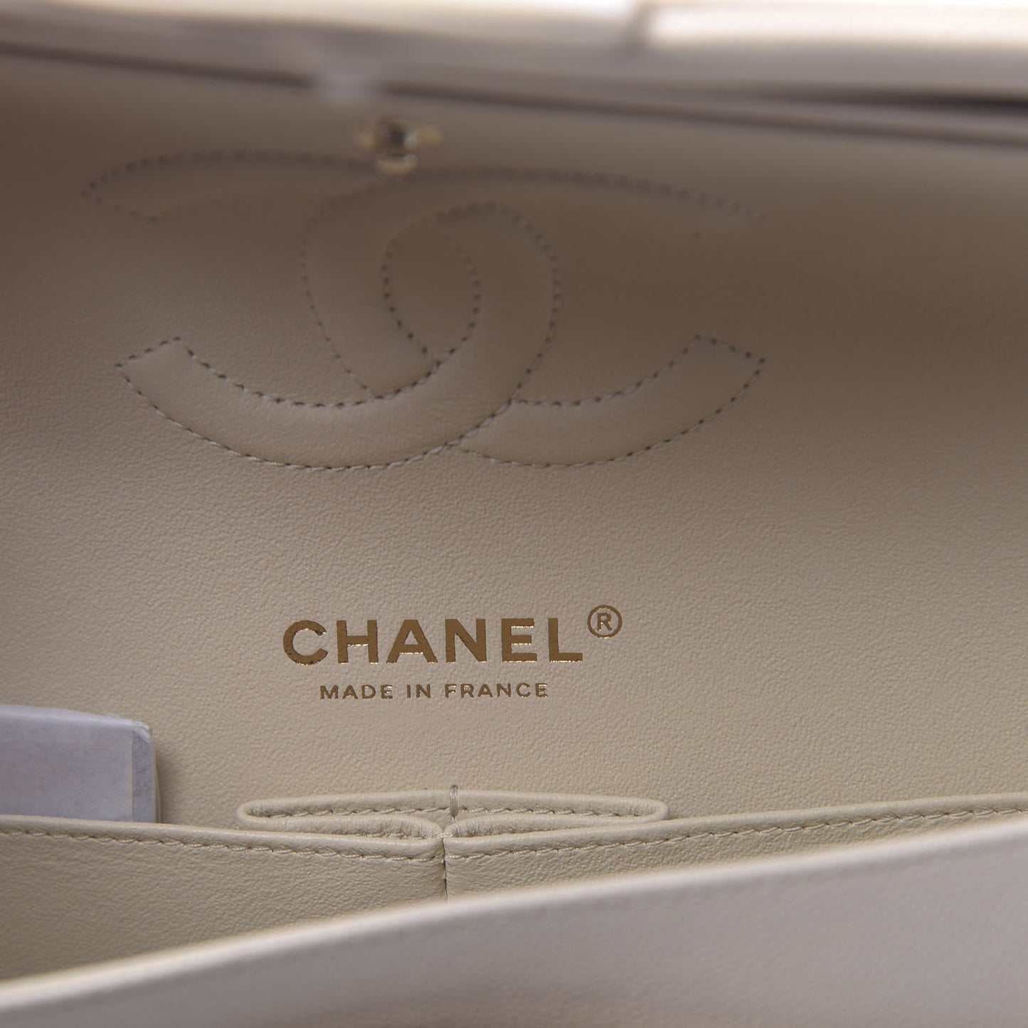 Caviar Quilted Medium Double Flap Light Beige