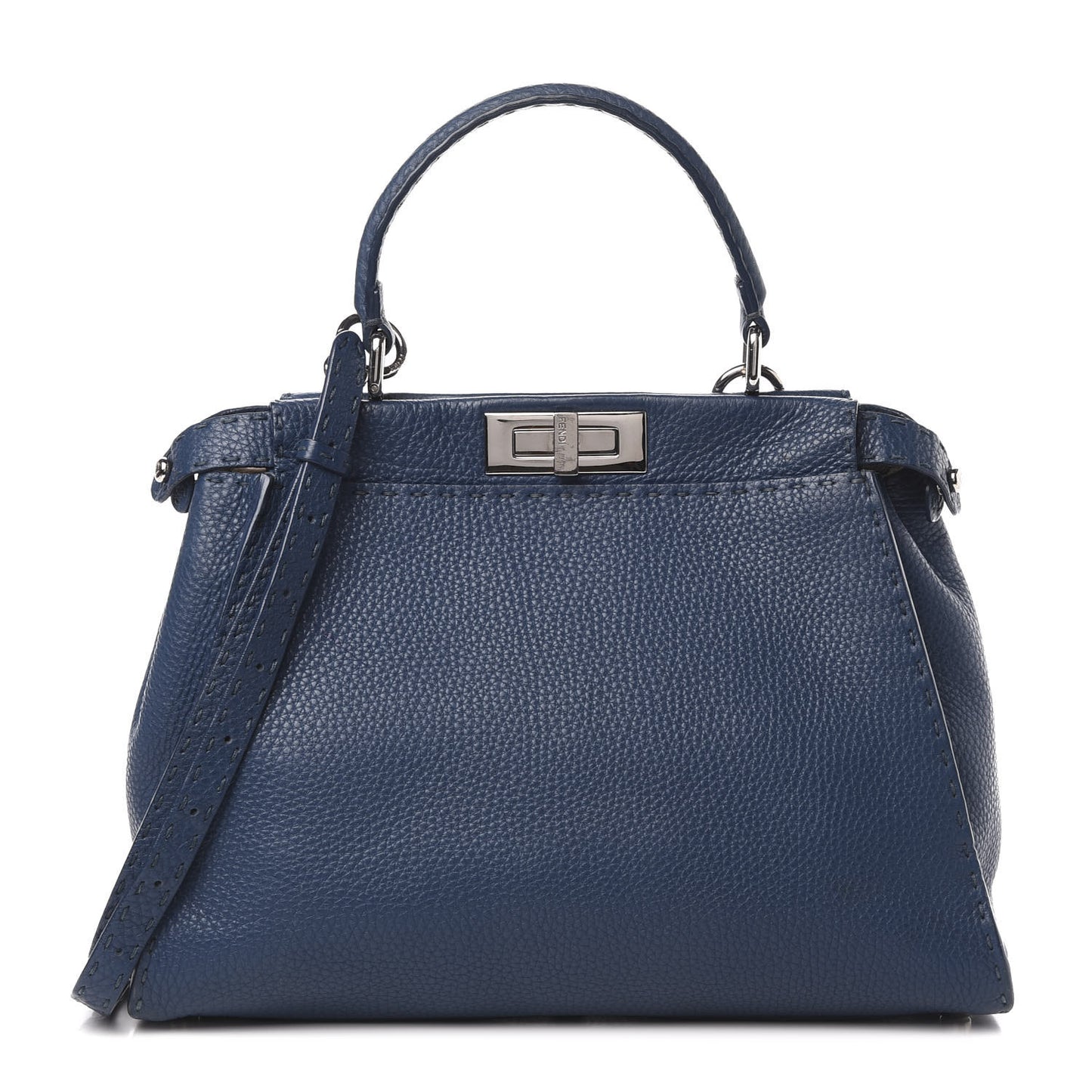 Cuoio Romano Selleria Bi-Color Medium Peekaboo Iconic Satchel Blue Latte