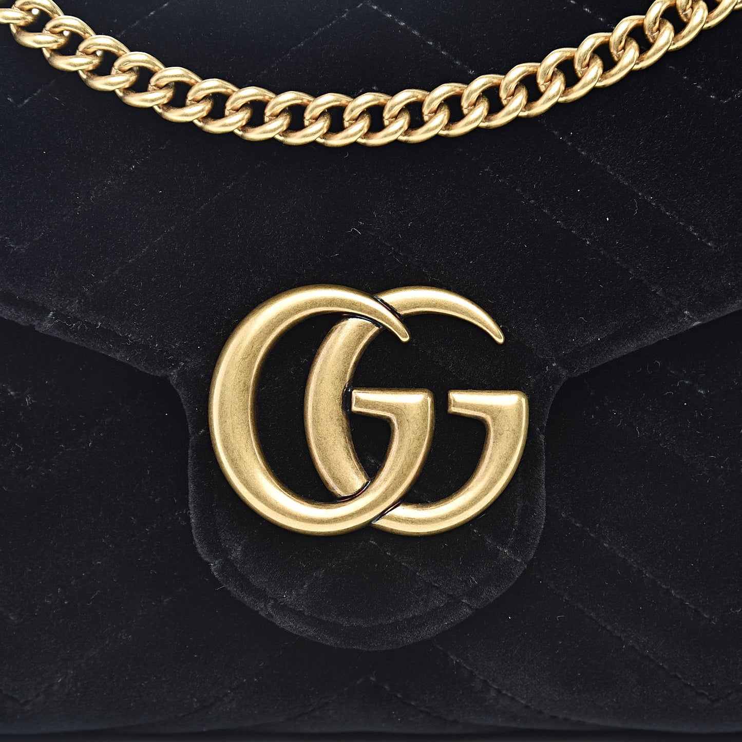 Velvet Matelasse GG Marmont Chain Wallet Black