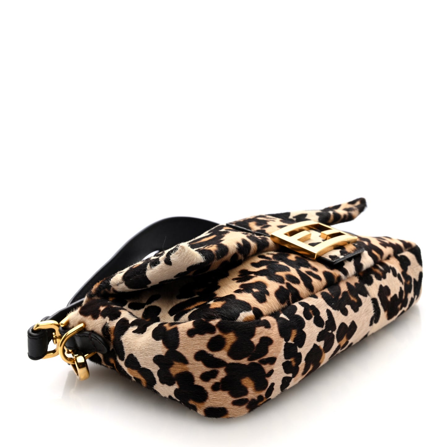 Vitello Pelo Seta Paisley Leopard Print Baguette Cammello Beige Black