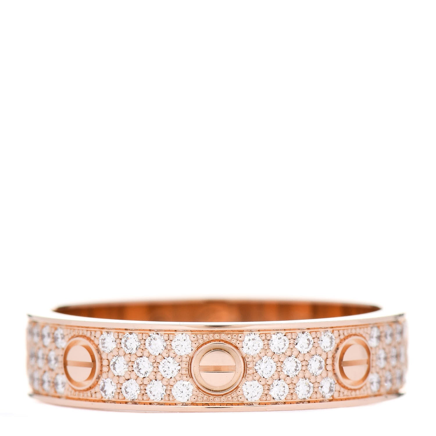 Cartier 18K Pink Gold Diamond 4mm LOVE Paved Ring 58 8.5 1 of 4