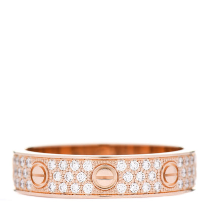 Cartier 18K Pink Gold Diamond 4mm LOVE Paved Ring 58 8.5 1 of 4