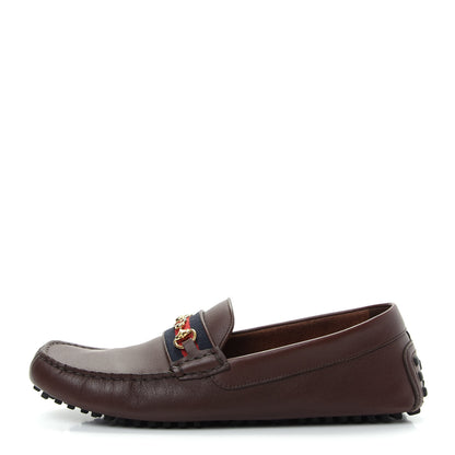Gucci Soft Clove Calfskin Web Mens Horsebit Driver Loafers 10.5 Cocoa 1 of 11