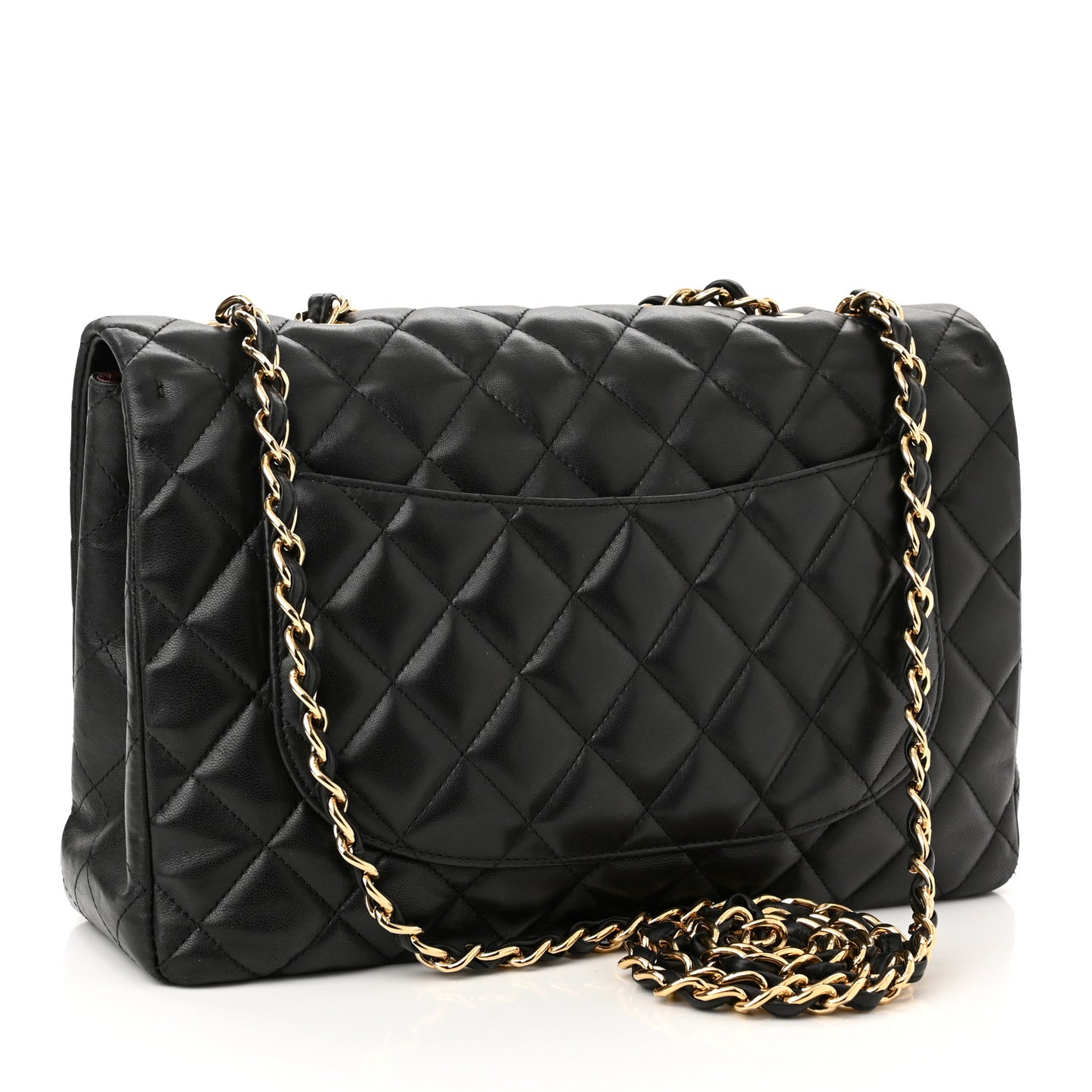 Lambskin Quilted Jumbo Single Flap Black