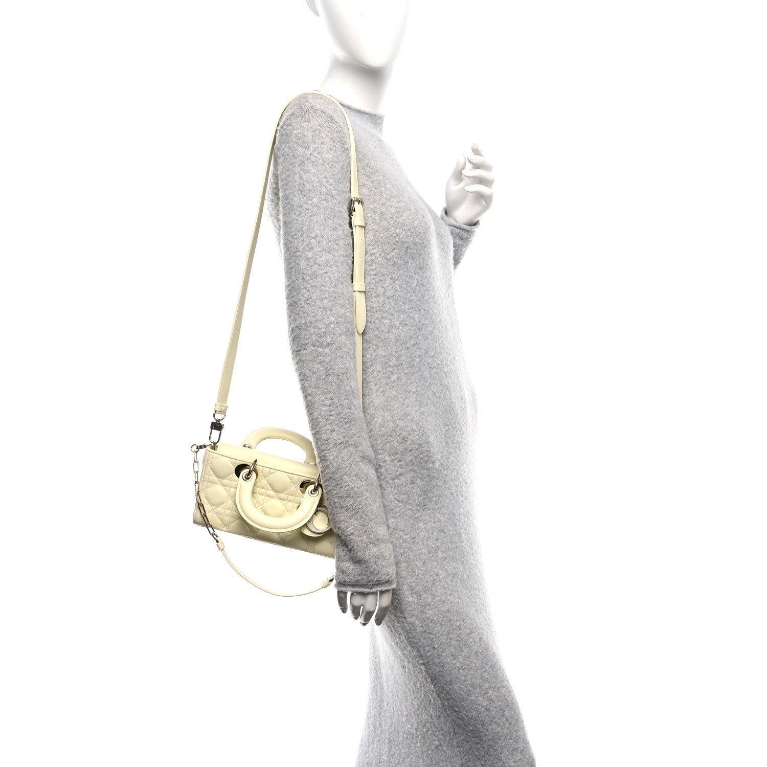 Christian Dior Calfskin Cannage Lady D-Joy Light Yellow 2 of 10