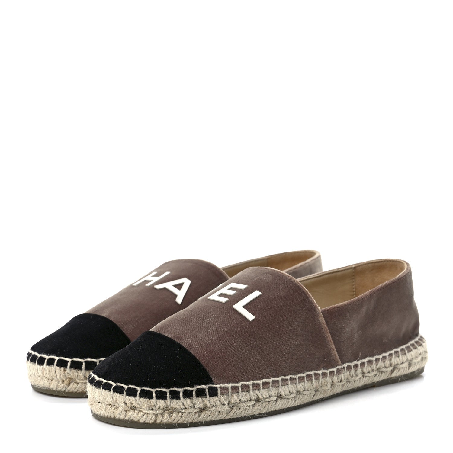 Chanel Velvet Logo Espadrilles 38 Beige Black 3 of 9