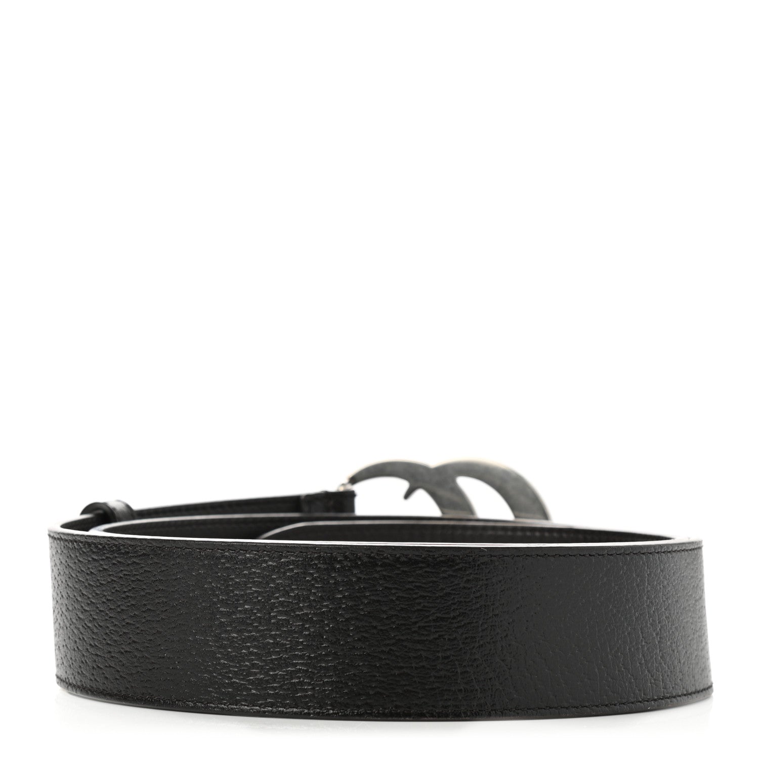 Gucci Textured Dollar Calfskin Nickel Double G 40mm Belt 90 36 Dark Cocoa 2 of 5