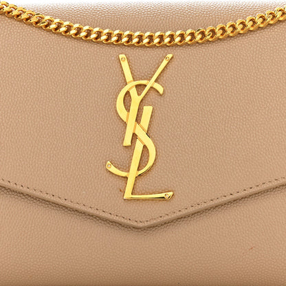 Saint Laurent Grain De Poudre Monogram Uptown Chain Wallet Dark Beige 11 of 16