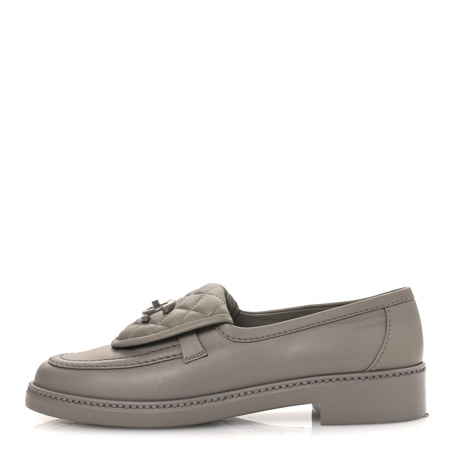 Chanel Lambskin Quilted CC Turnlock Loafers 39 Grey 1 of 11