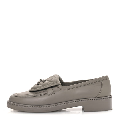 Chanel Lambskin Quilted CC Turnlock Loafers 39 Grey 1 of 11