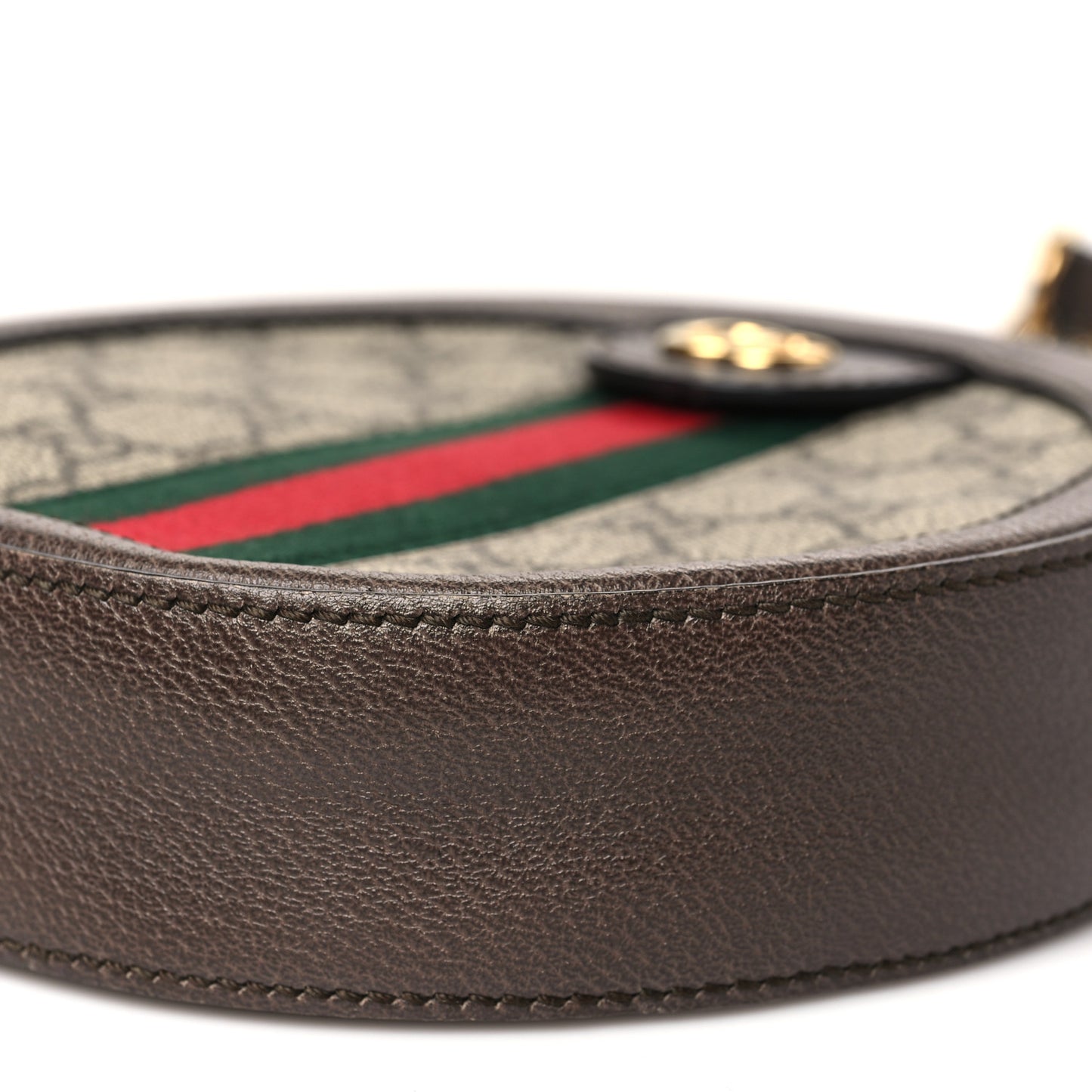 GG Supreme Monogram Web Mini Ophidia Round Shoulder Bag Brown