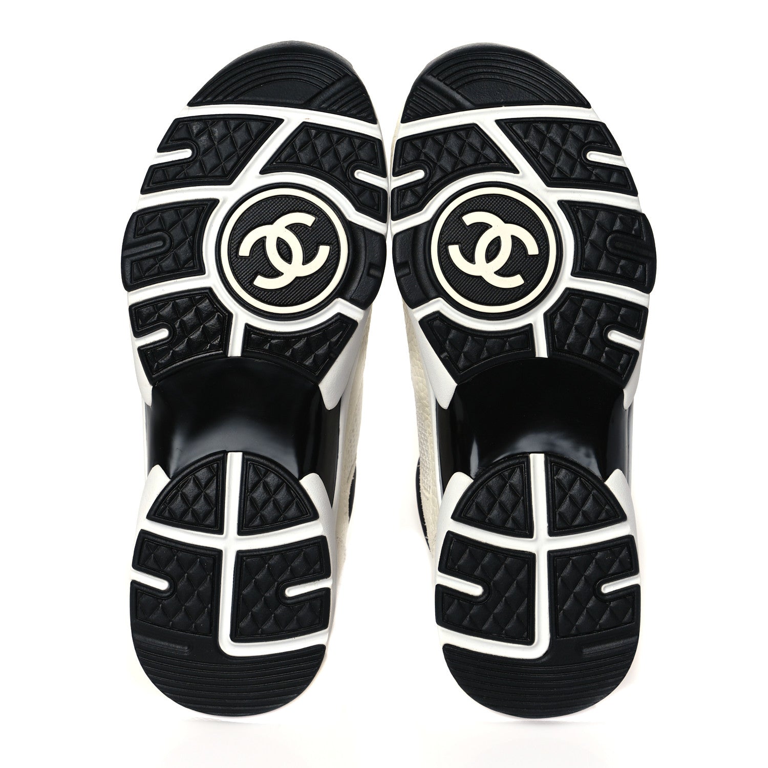Chanel Mesh Suede Calfskin Grained Calfskin Womens CC Sneakers 36 White Black 5 of 8