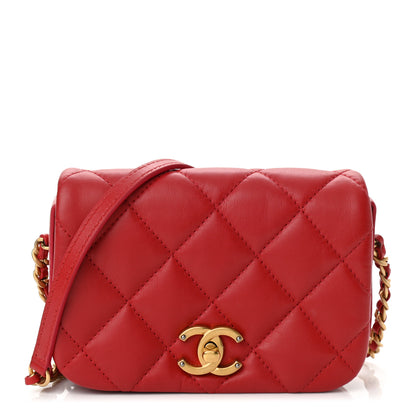 Chanel Calfskin Quilted Mini Nailed CC Flap Bag Red 1 of 11