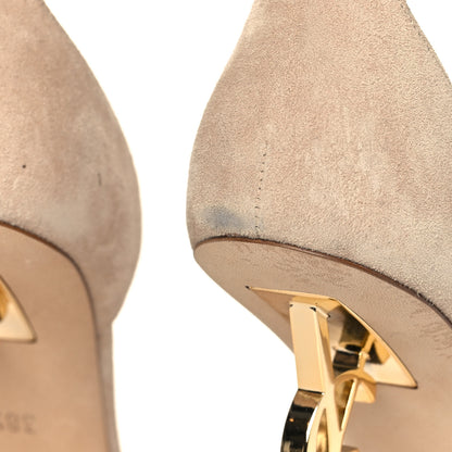 Saint Laurent Suede Calfskin Opyum 110 Sandals 38.5 Cachemere Pale Gold 9 of 11