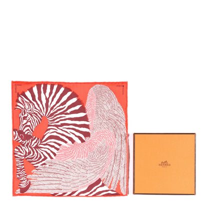 Hermes Silk Carre Zebra Pegasus Nano Scarf 20 Rouge Bordeaux Black 5 of 5