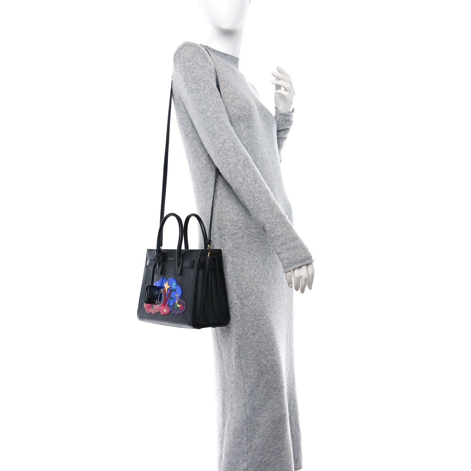 Saint Laurent Calfskin Love Patchwork Baby Sac De Jour Black 2 of 15