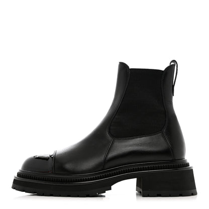 Chanel Calfskin Patent Cap Toe Ankle Boots 39.5 Black 1 of 16