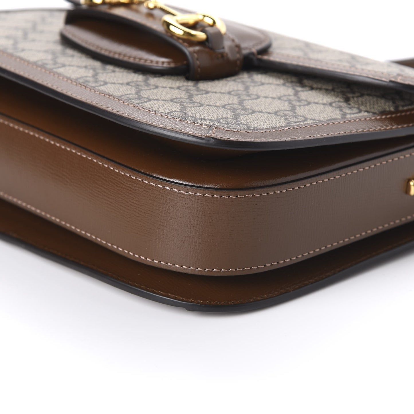 GG Supreme Monogram Horsebit 1955 Shoulder Bag Beige Brown Sugar