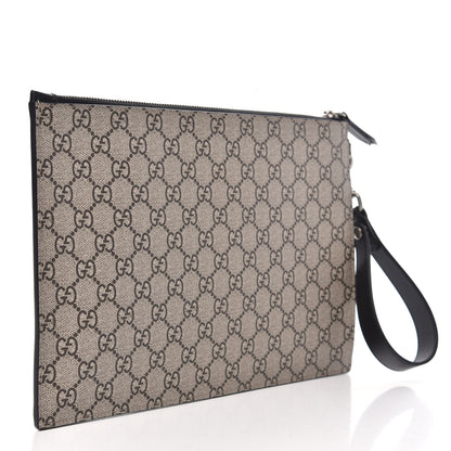Gucci GG Supreme Monogram Kingsnake Zip Wristlet Pouch Beige Black 3 of 8