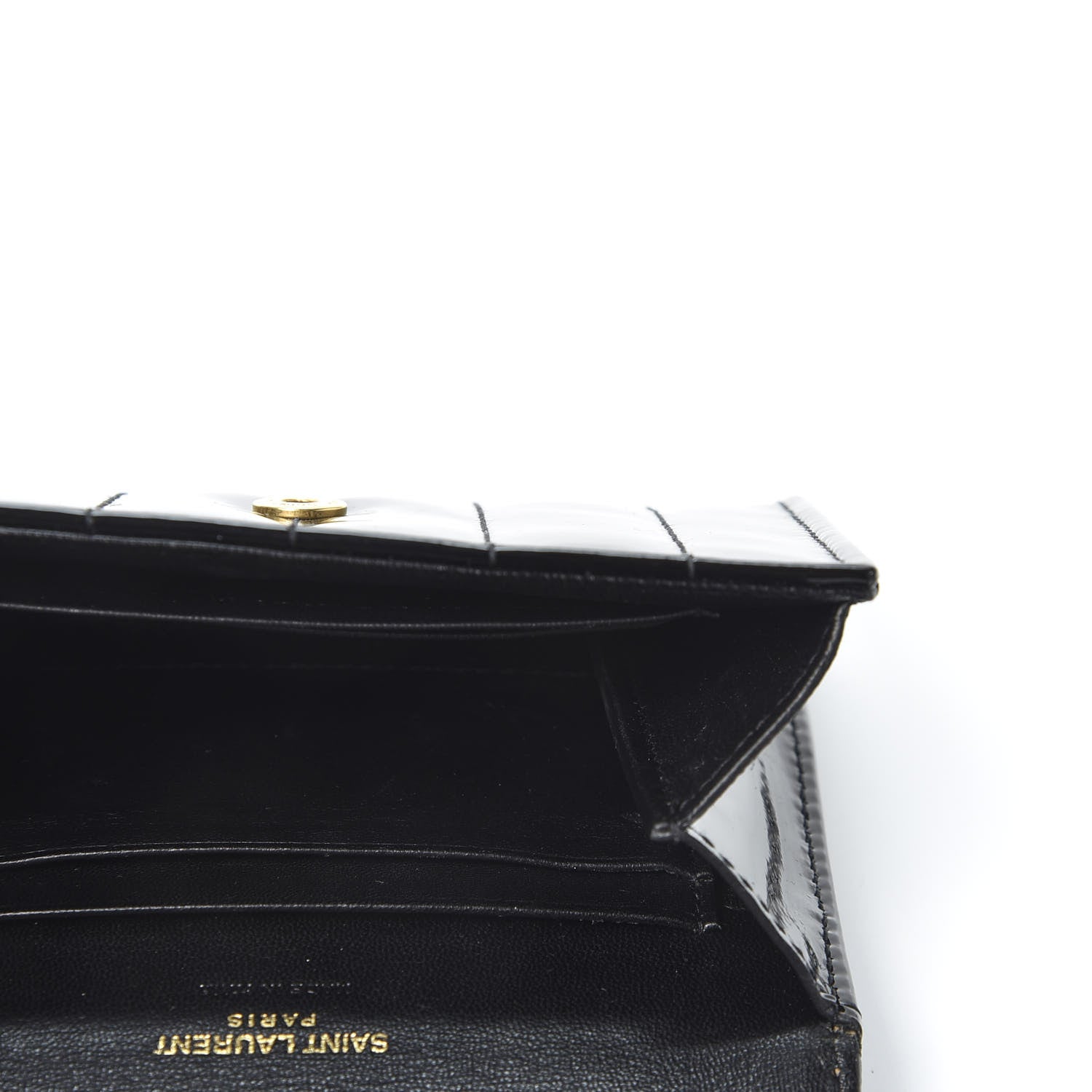 Saint Laurent Patent Matelasse Monogram Vicky Tri-Fold Wallet Black 4 of 9