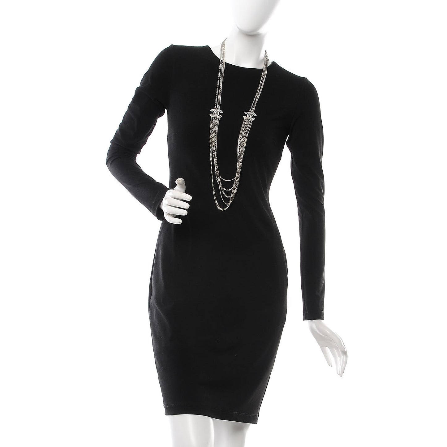 Baguette Crystal CC Multi Strand Chain Necklace Silver