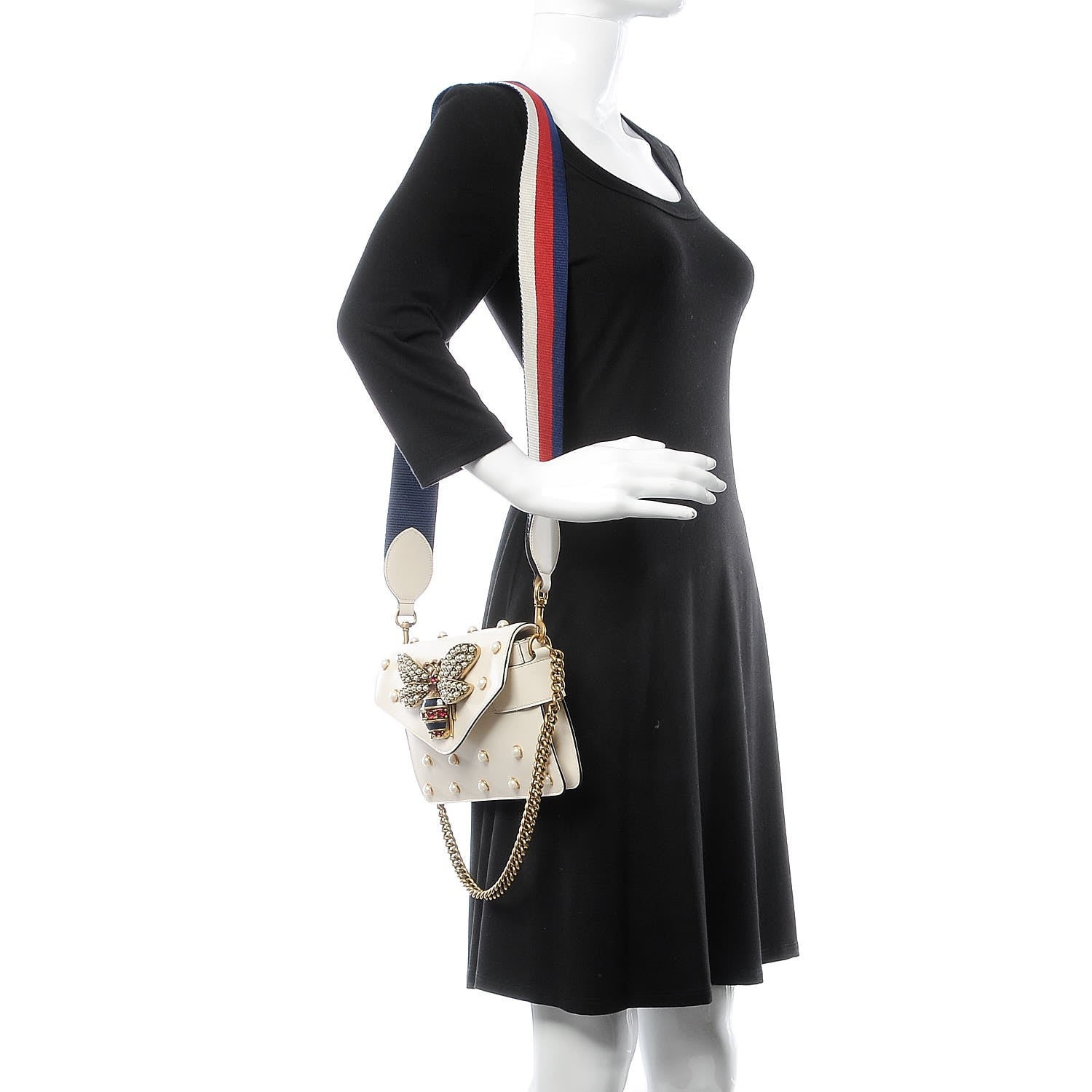 Gucci Nappa Pearl Studded Mini Queen Margaret Broadway Shoulder Bag Mystic White 2 of 11