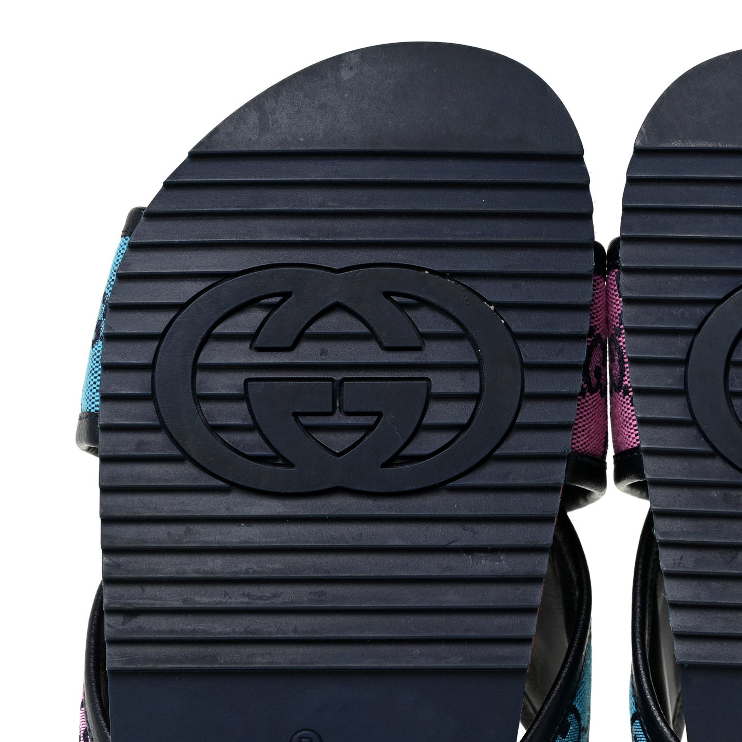 Monogram Multicolor Mens Criss Cross Slide Sandals 7 Light Blue Blue Pink Tabasco