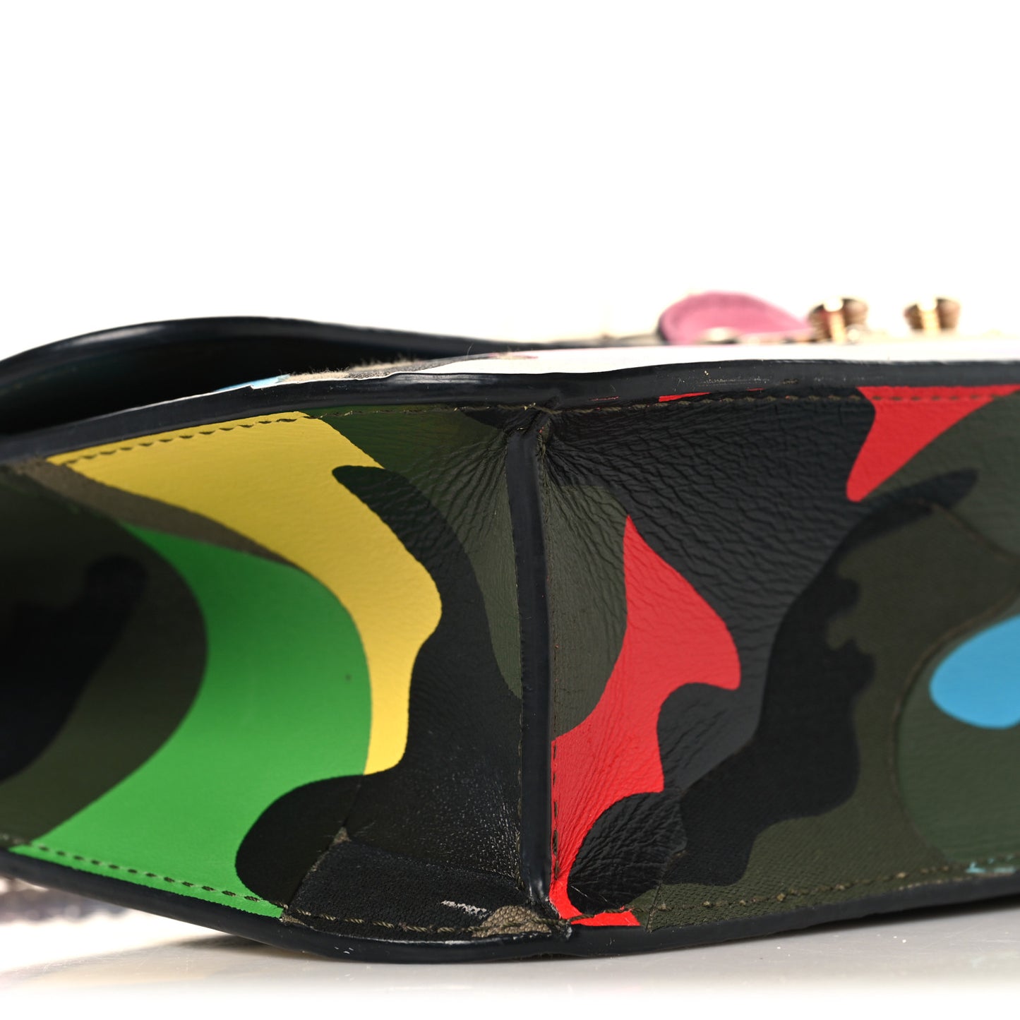 Nappa Canvas Camouflage Medium Glam Lock Rockstud Flap Multicolor