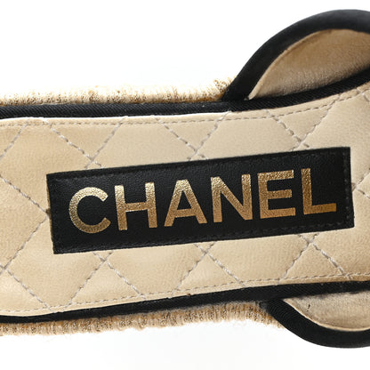 Chanel Crumpled Goatskin CC Espadrille Mules 36 White Black 8 of 9