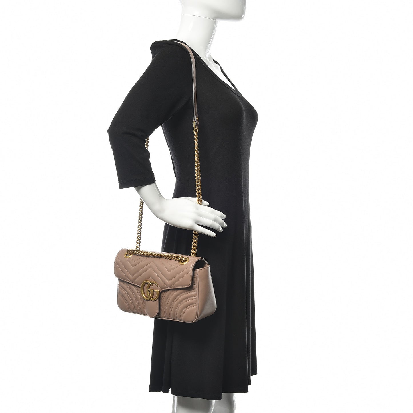 Calfskin Matelasse Small GG Marmont Shoulder Bag Porcelain Rose