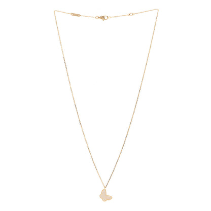 Van Cleef & Arpels 18K Yellow Gold Mother of Pearl Sweet Alhambra Butterfly Pendant Necklace 3 of 6