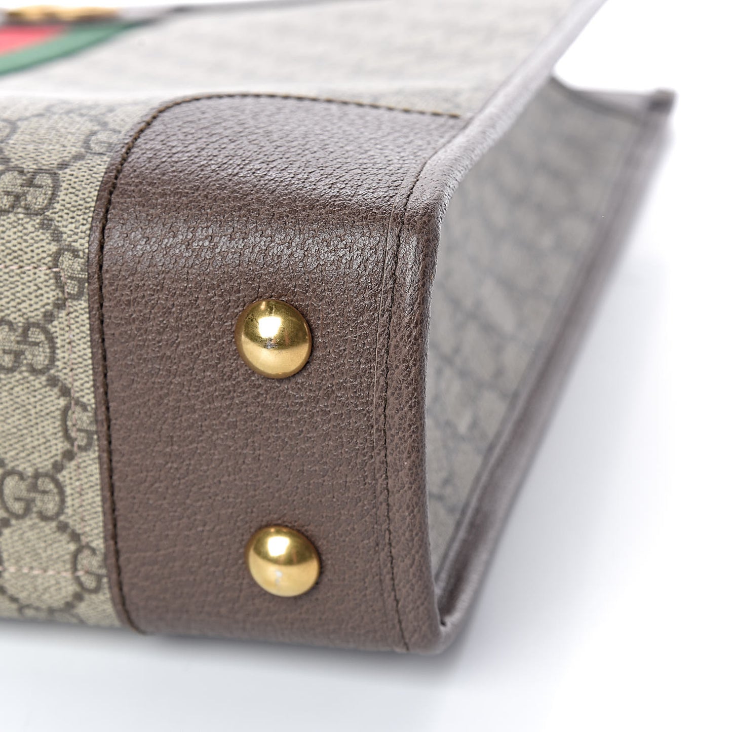 GG Supreme Monogram Textured Calfskin Web Medium Ophidia Slip Handle Tote Beige Ebony New Acero