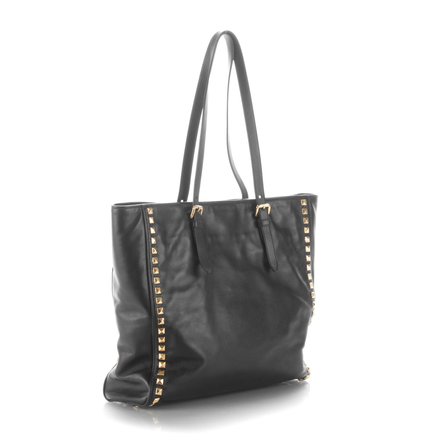 Miu Miu Soft Calf Studded Shopping Tote Nero Black 3 of 9