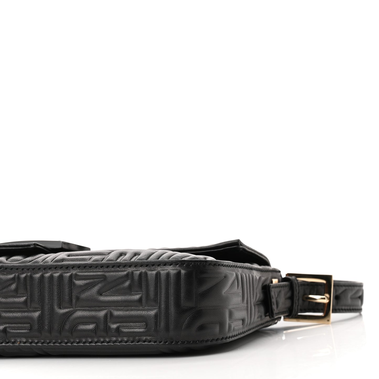 Nappa Logo Embossed Baguette Black