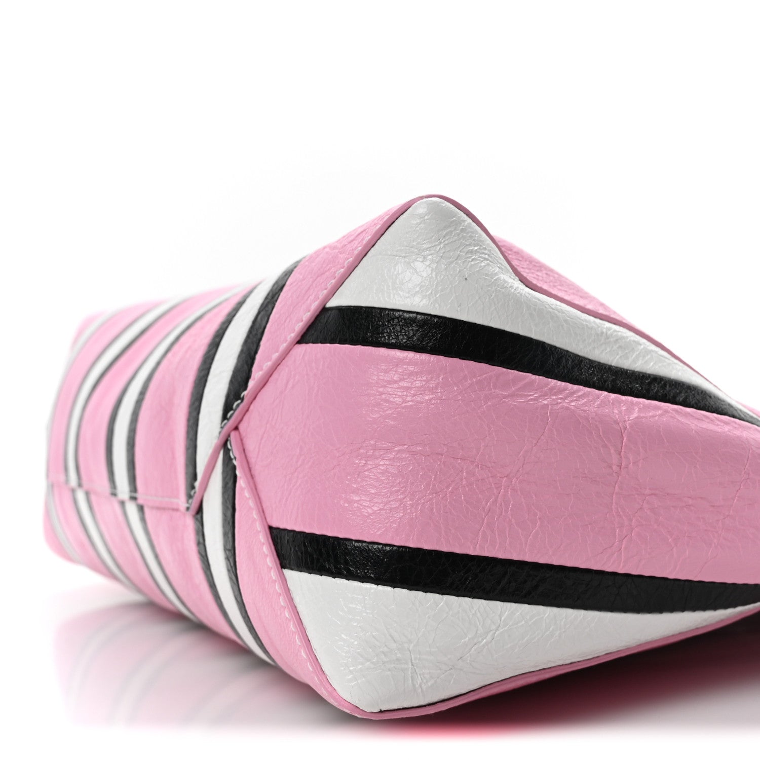 Balenciaga Agneau Arena Striped Large Barbes Z Pouch with Handle Candy Pink Black 9 of 9