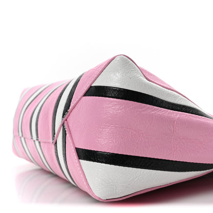 Balenciaga Agneau Arena Striped Large Barbes Z Pouch with Handle Candy Pink Black 9 of 9